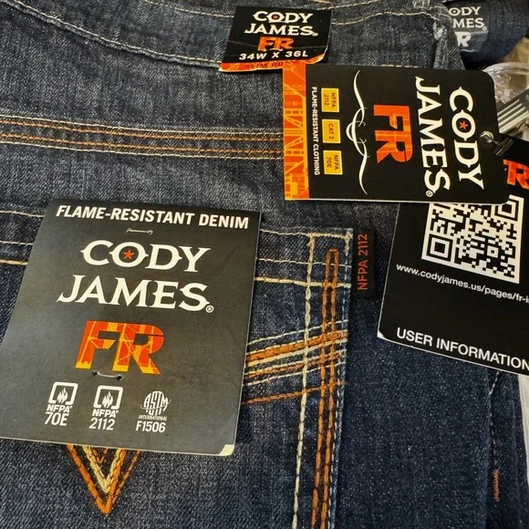 NEW Cody James FR Men's Millikin Dark Slim Boot Work Jeans 34X36 Landman Cowboy